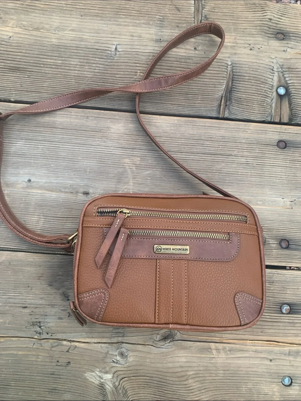 White Mountain Brown Crossbody Messenger Bag